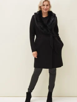 Edessa Fur Collar Wrap Coat