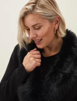 Edessa Fur Collar Wrap Coat