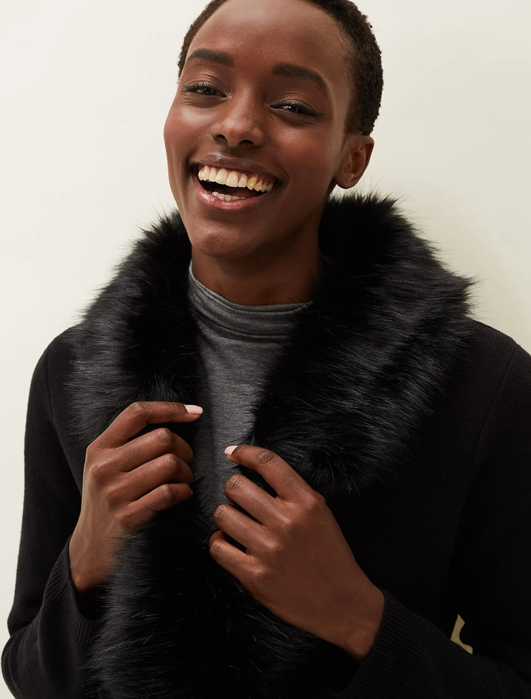 Edessa Fur Collar Wrap Coat