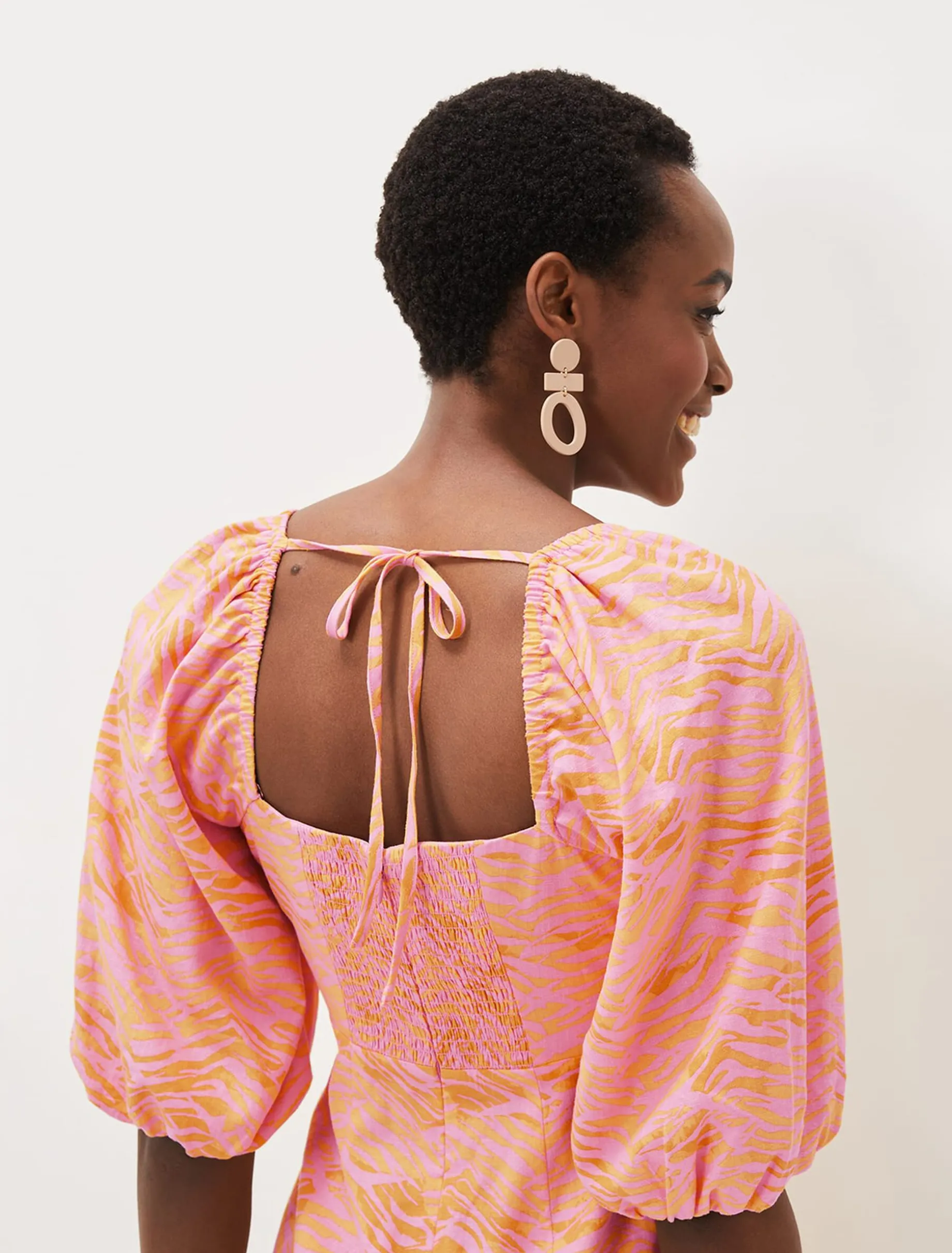 Effie Zebra Puff Sleeve Dress