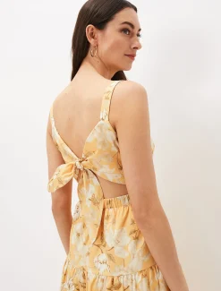 Elaina Cotton Floral Tiered Midi Dress