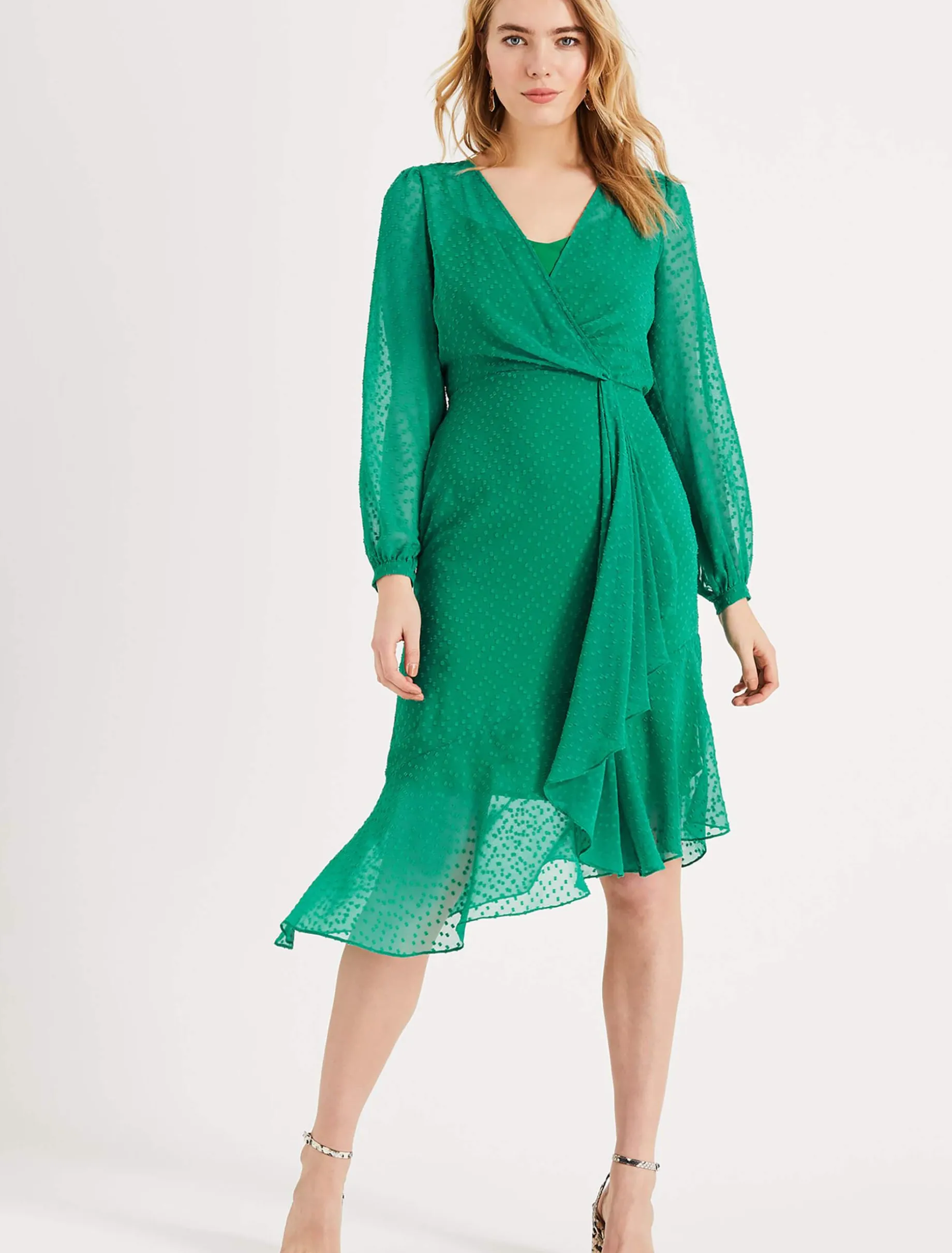 Elaina Flocked Spot Dress