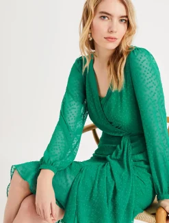 Elaina Flocked Spot Dress