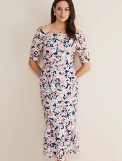 Elara Off Shoulder Floral Print Dress