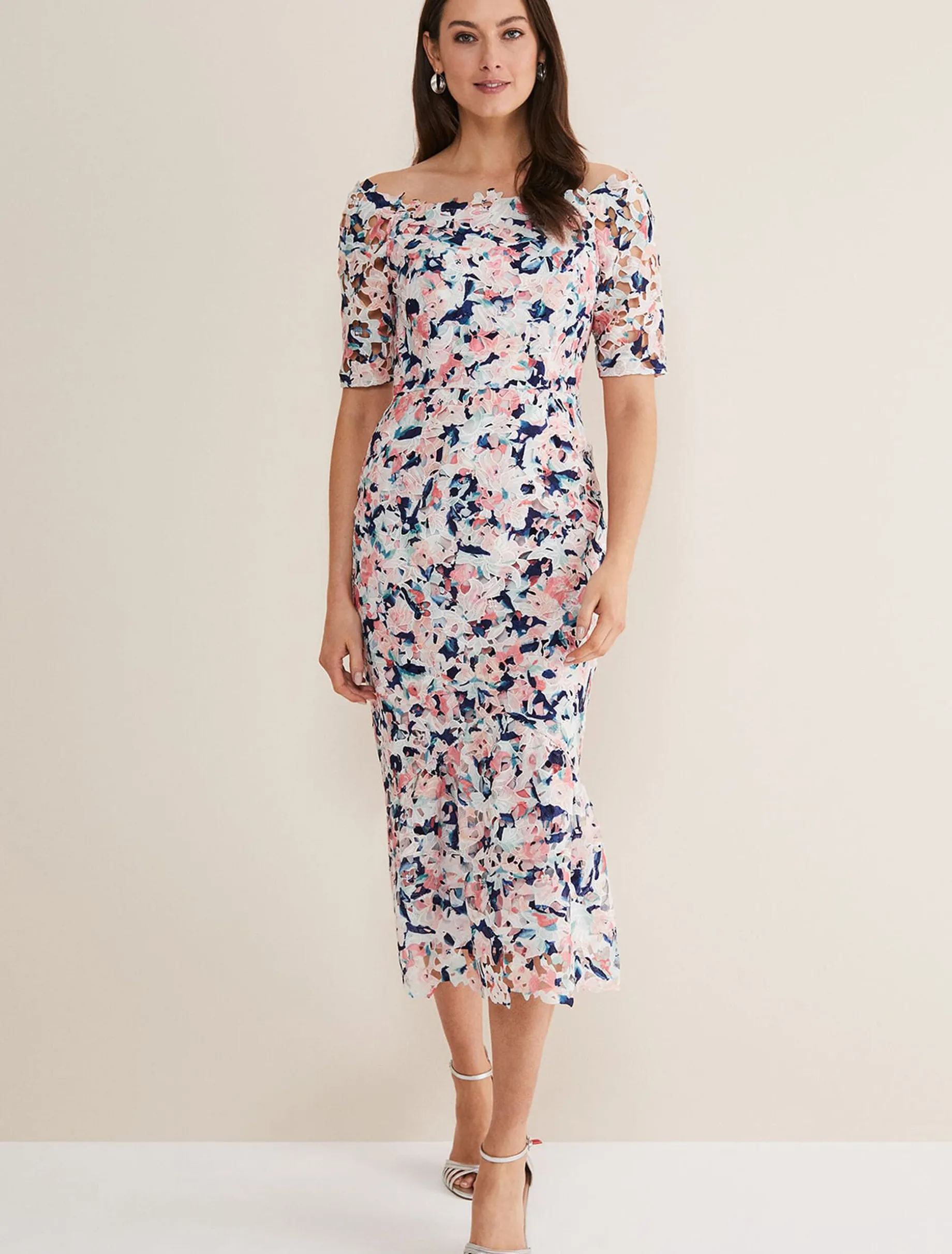 Elara Off Shoulder Floral Print Dress