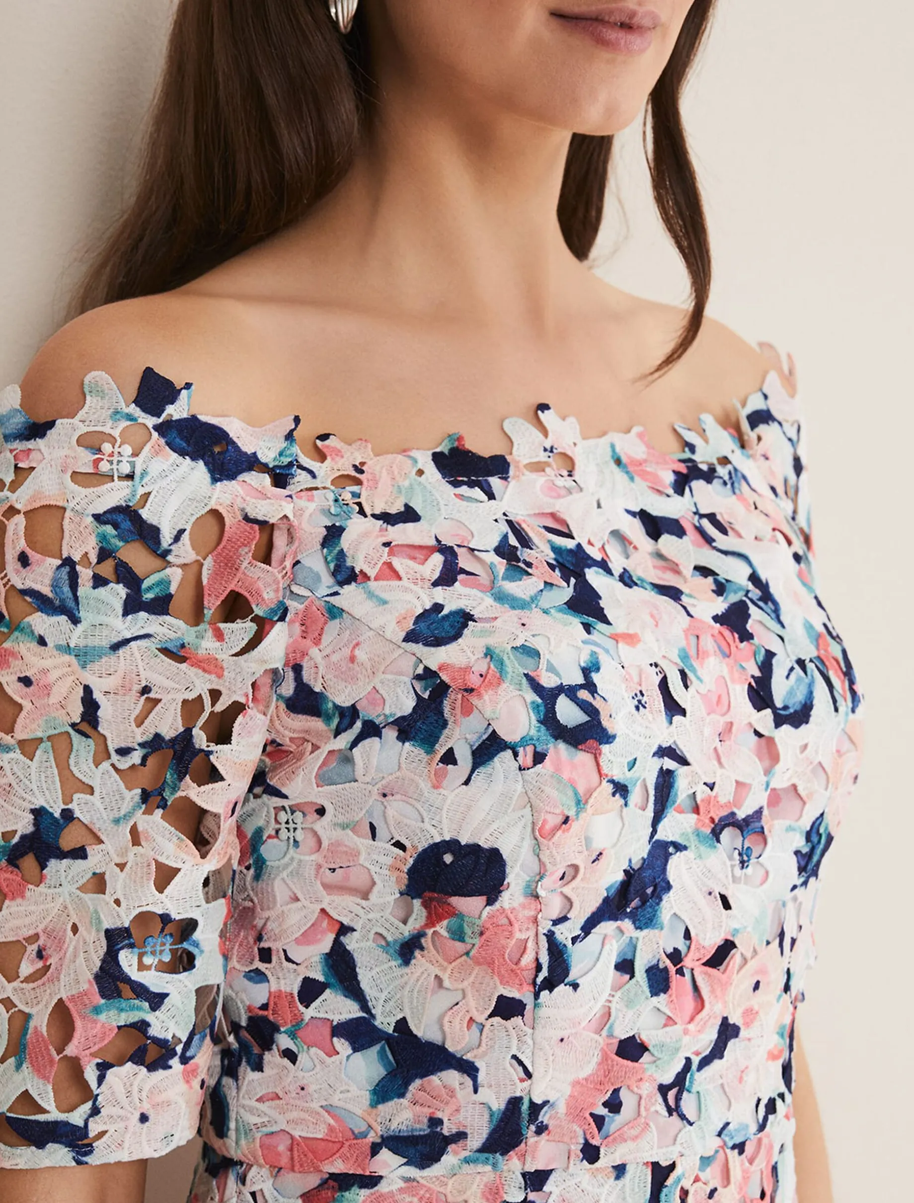 Elara Off Shoulder Floral Print Dress