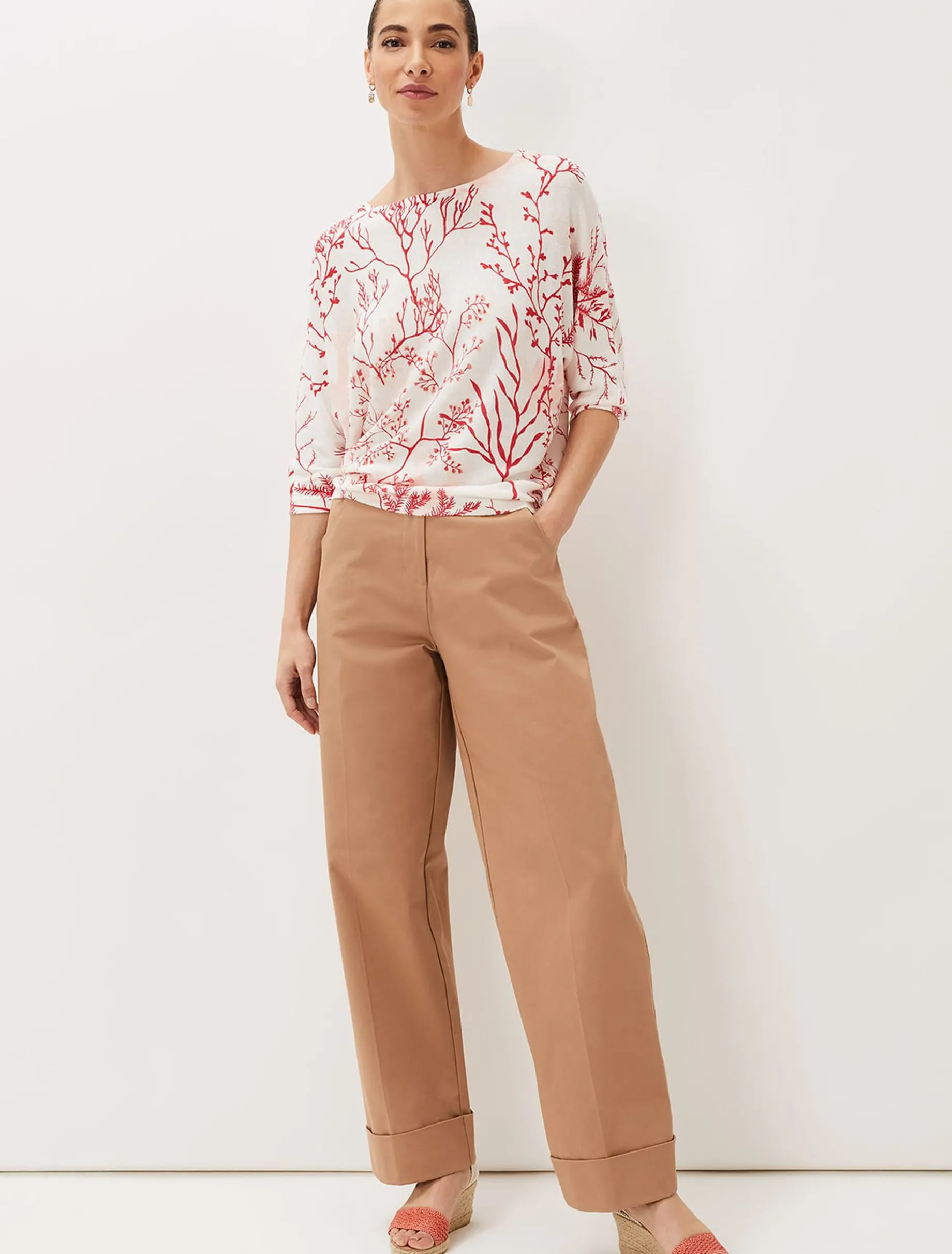 Eleanor Coral Print Linen Jumper