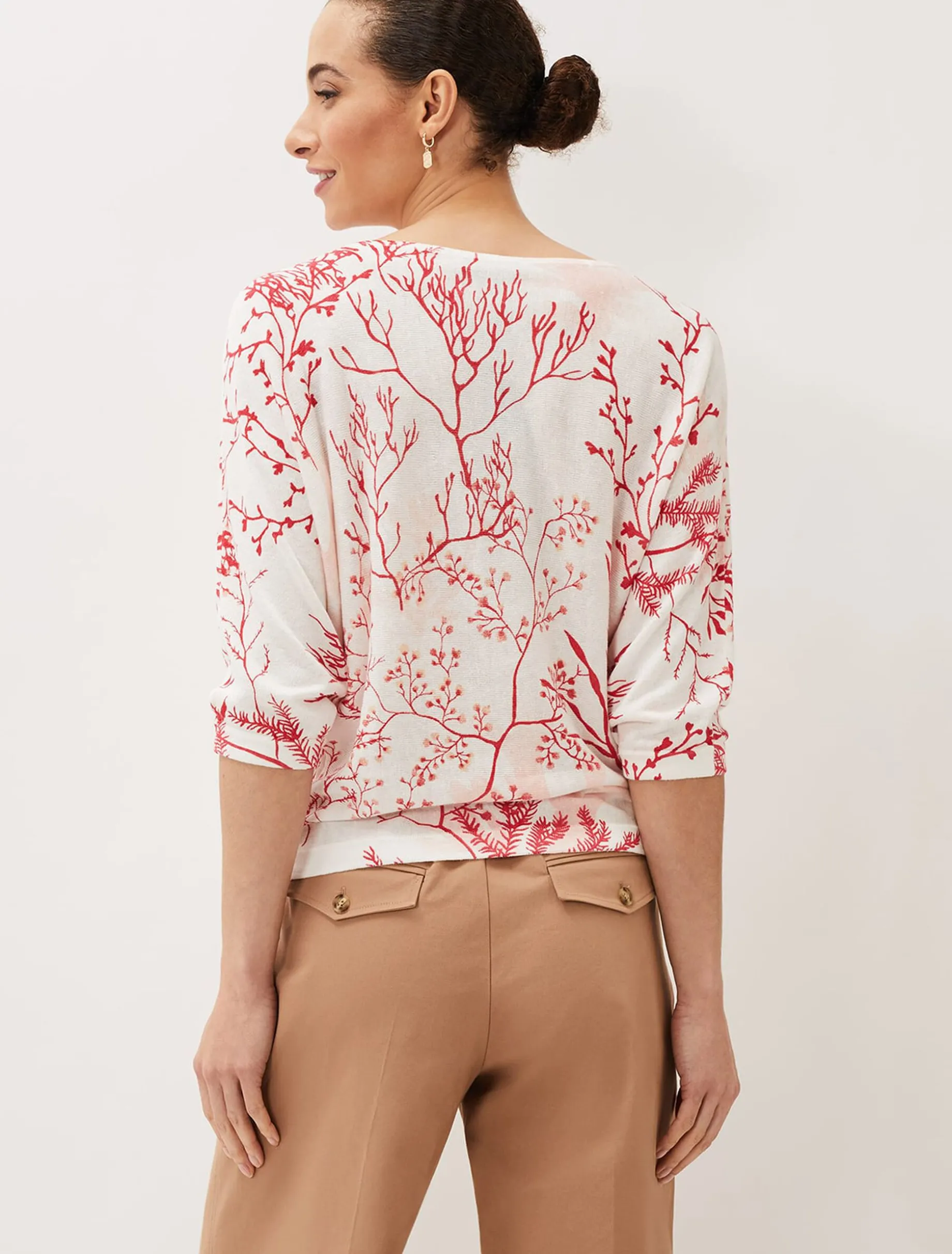 Eleanor Coral Print Linen Jumper