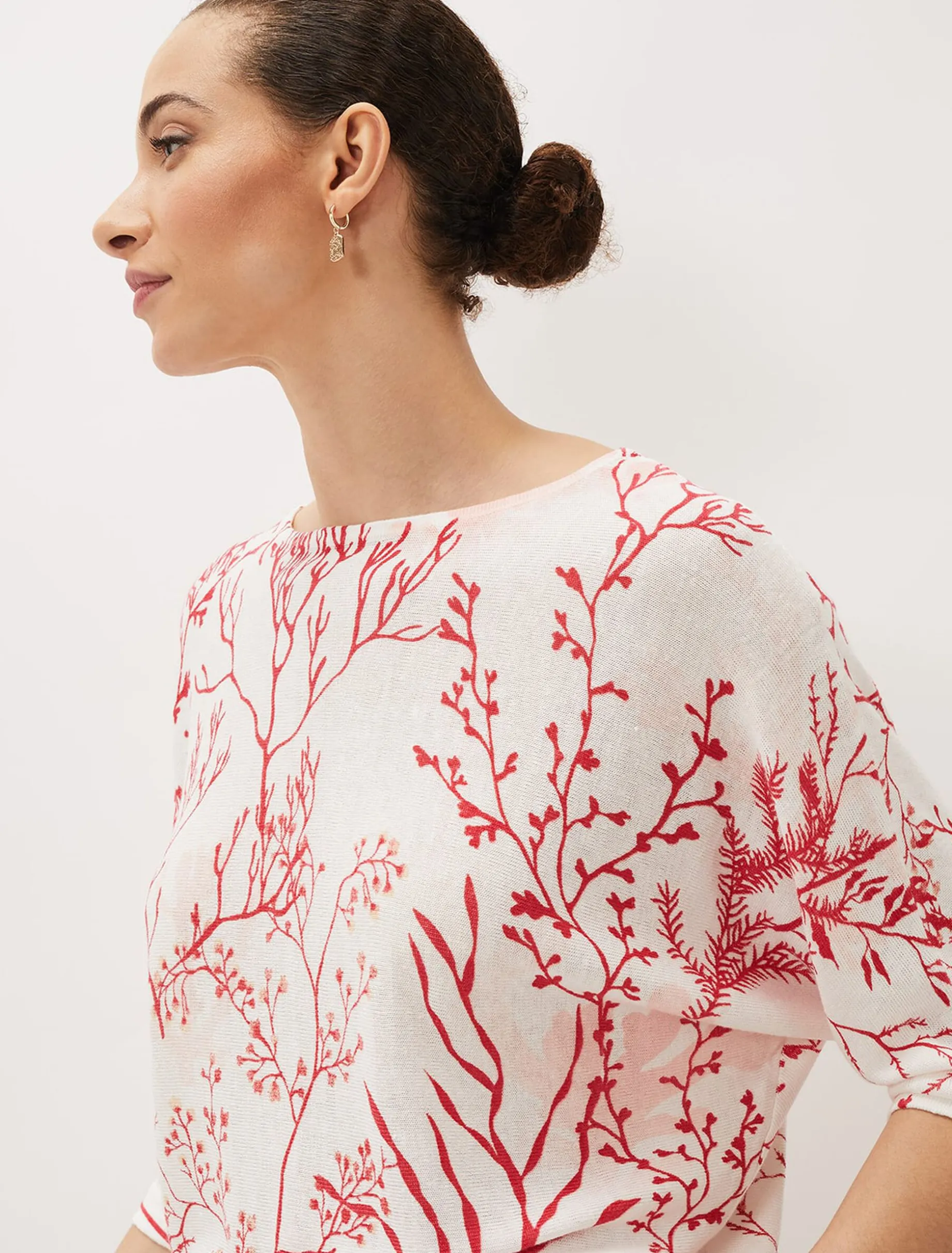 Eleanor Coral Print Linen Jumper