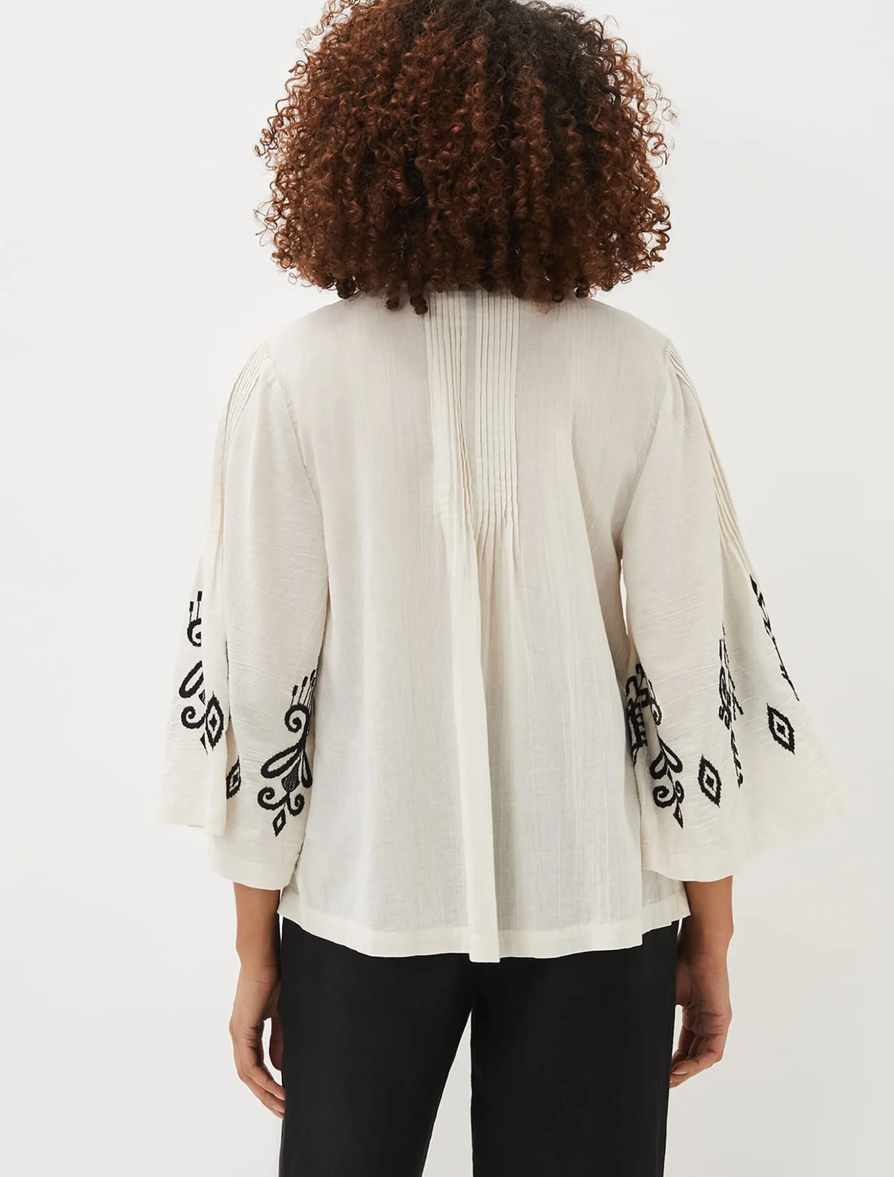 Elenora Embroidered Pintuck Blouse