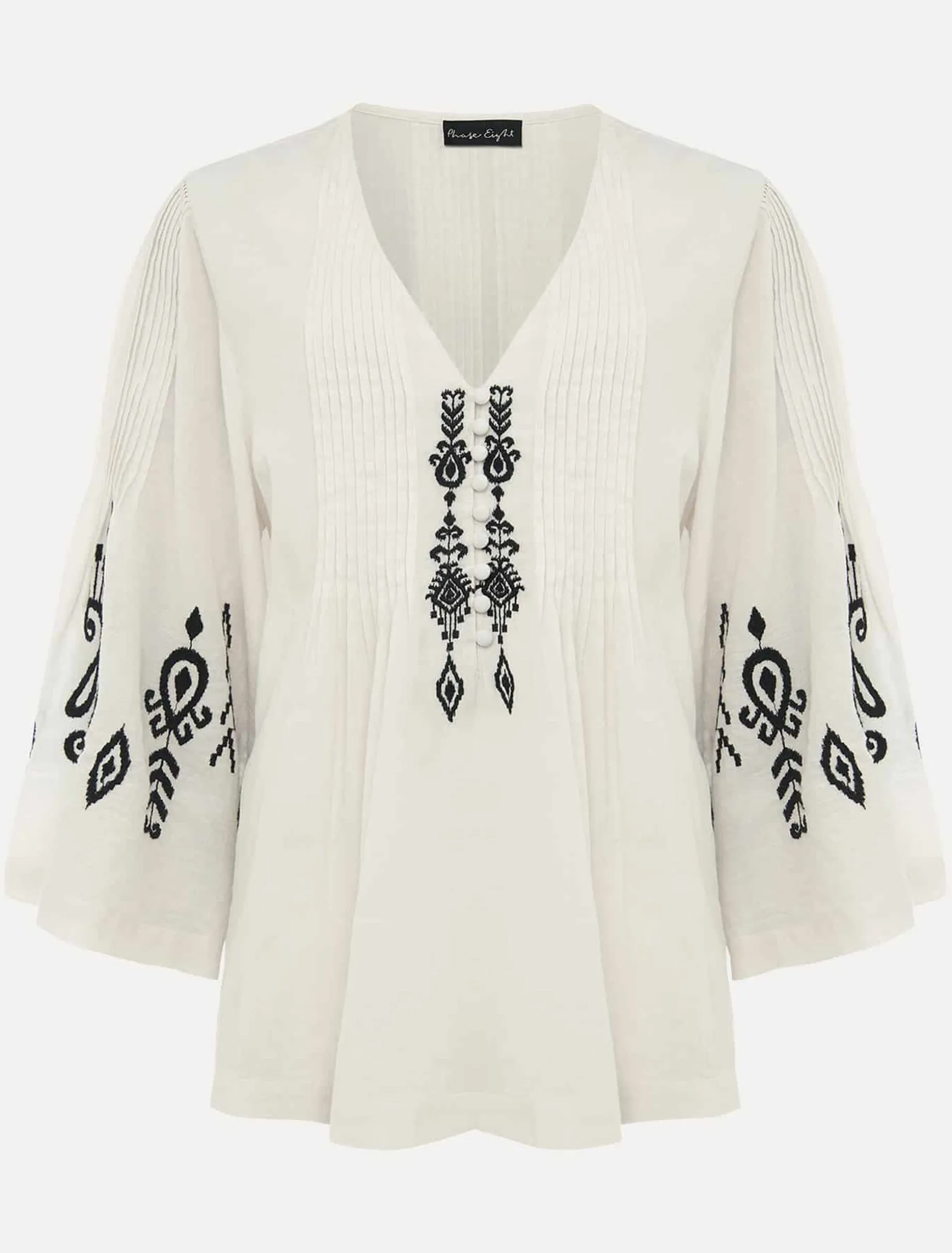 Elenora Embroidered Pintuck Blouse
