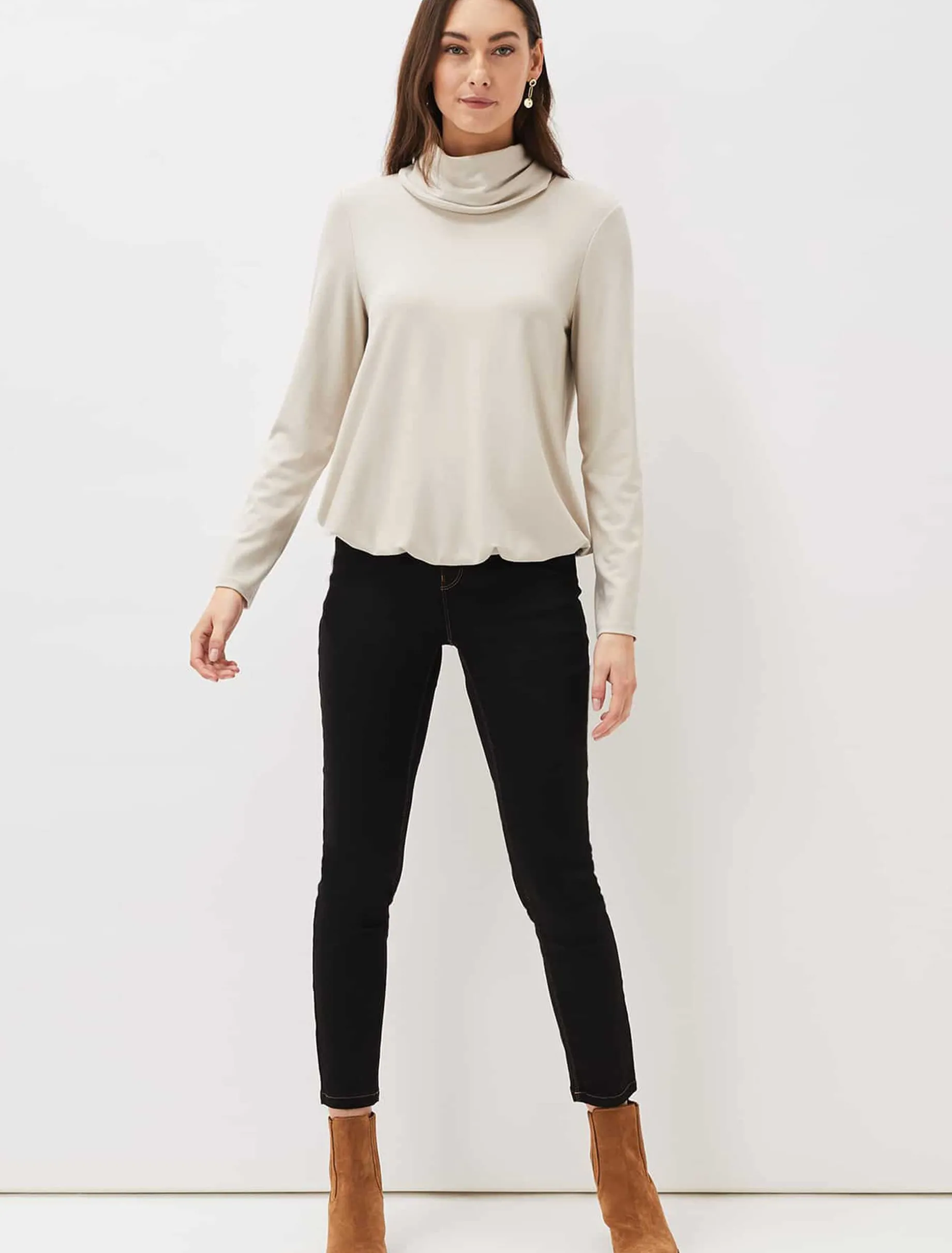 Elia Cowl Neck Blouson Top