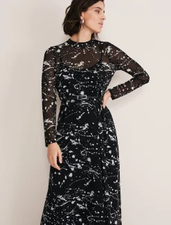 Elianna Splatter Long Sleeved Dress