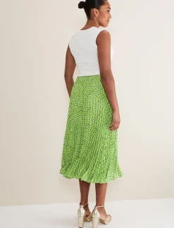 Elmina Geo Pleated Midi Skirt