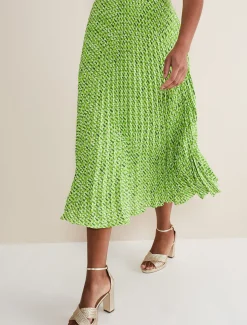 Elmina Geo Pleated Midi Skirt