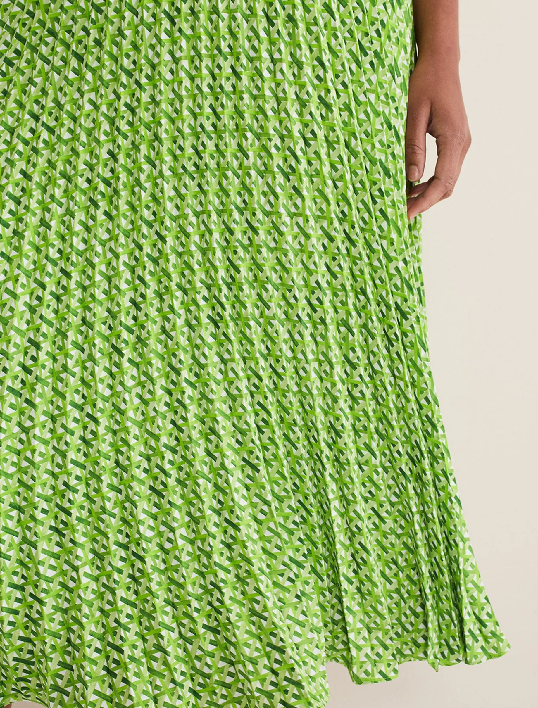 Elmina Geo Pleated Midi Skirt