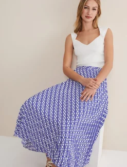 Elmina Geo Pleated Midi Skirt