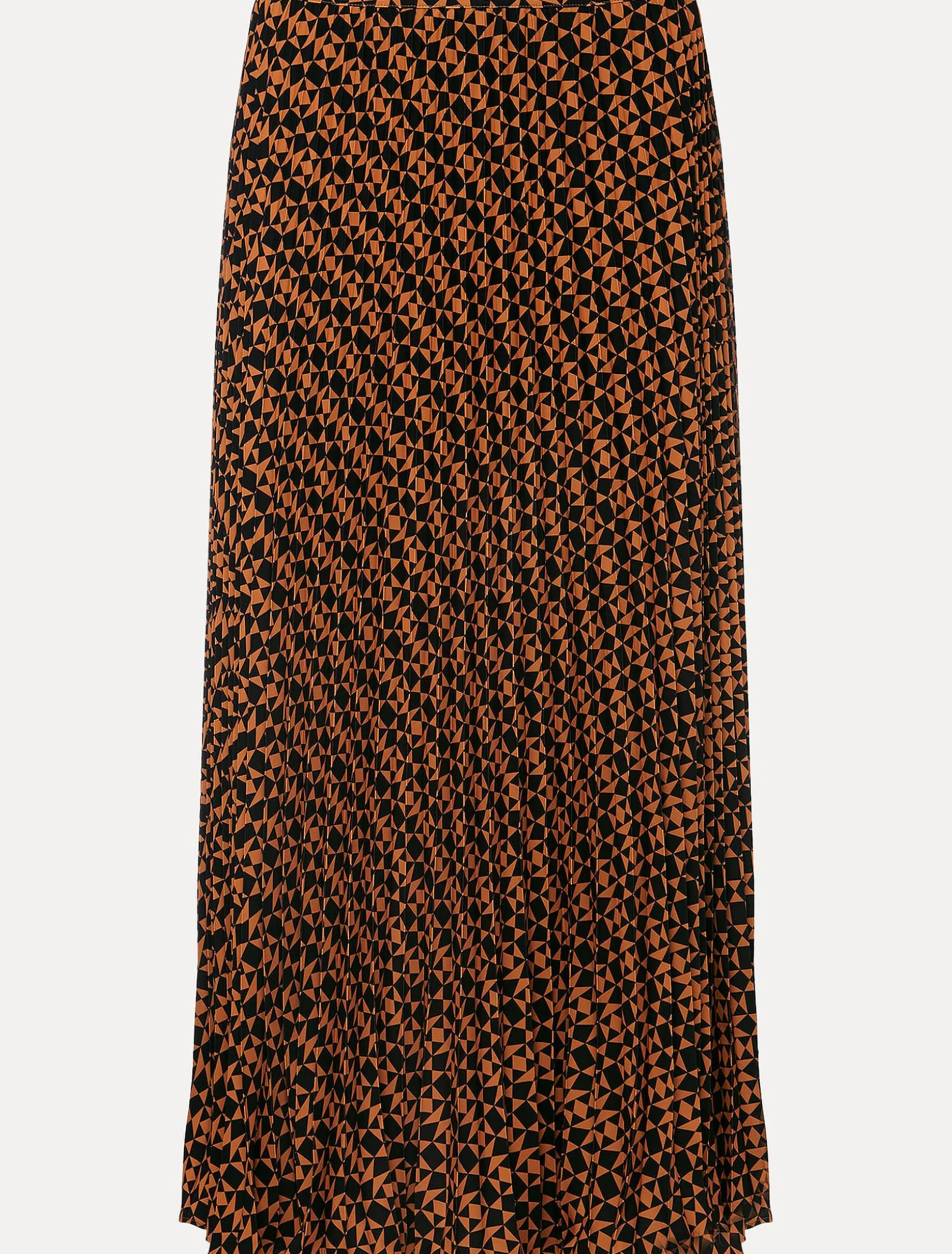 Elmina Pleated Geo Print Midi Skirt