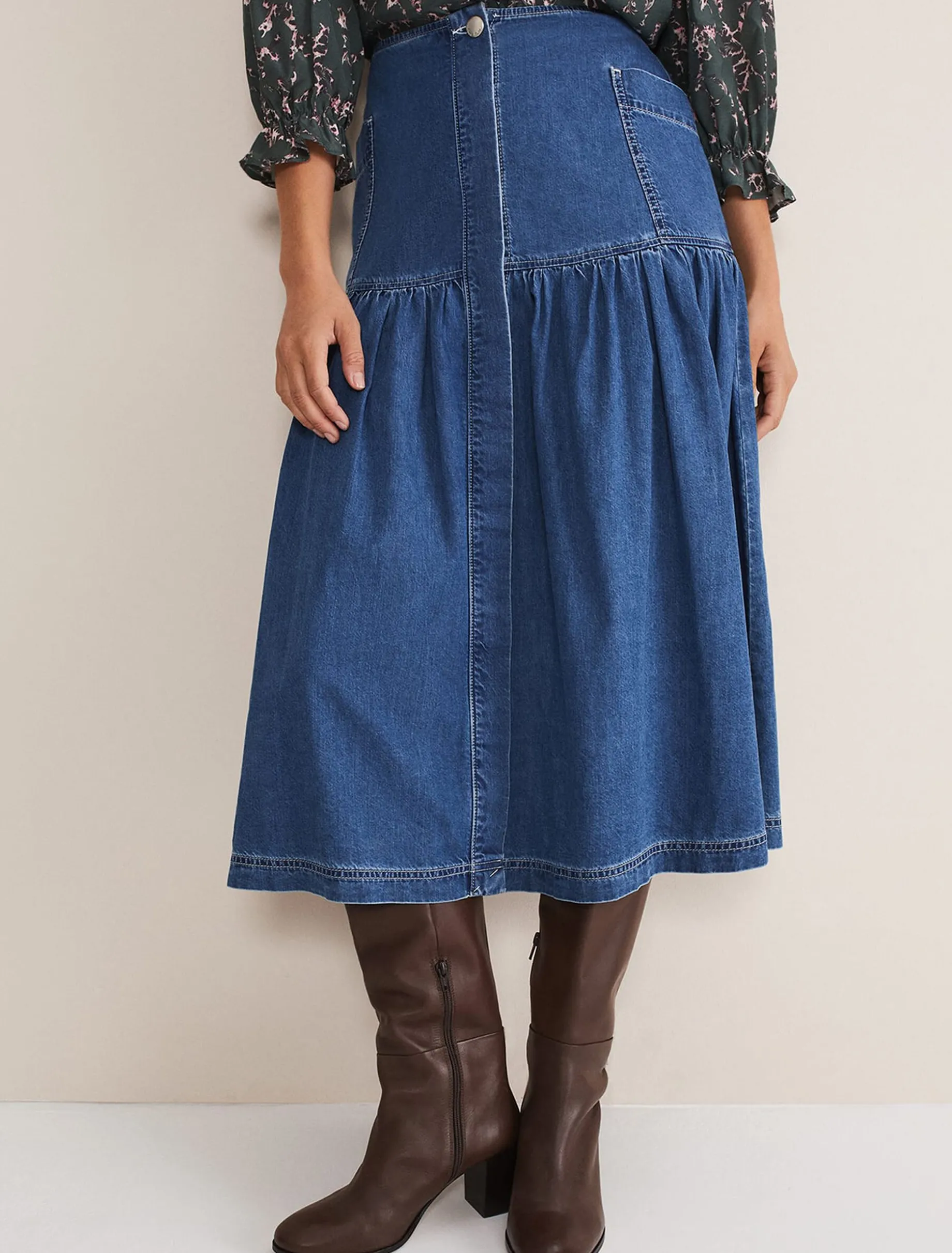 Elodie Tiered Denim Skirt