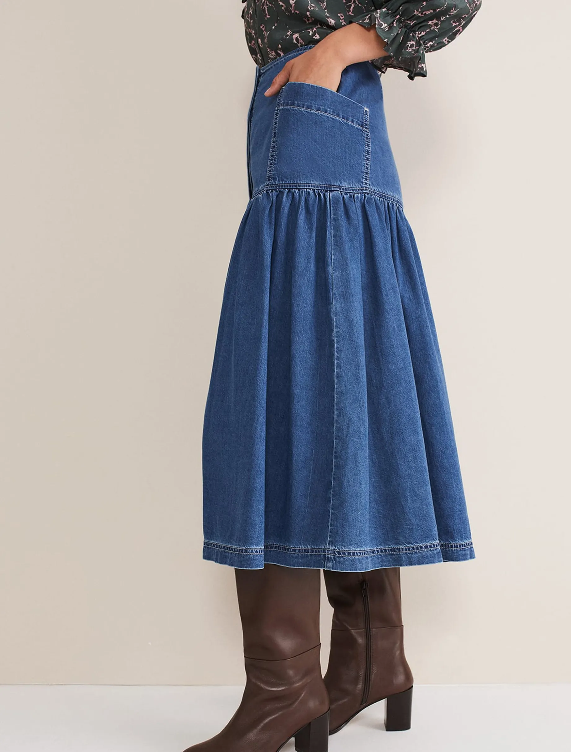 Elodie Tiered Denim Skirt