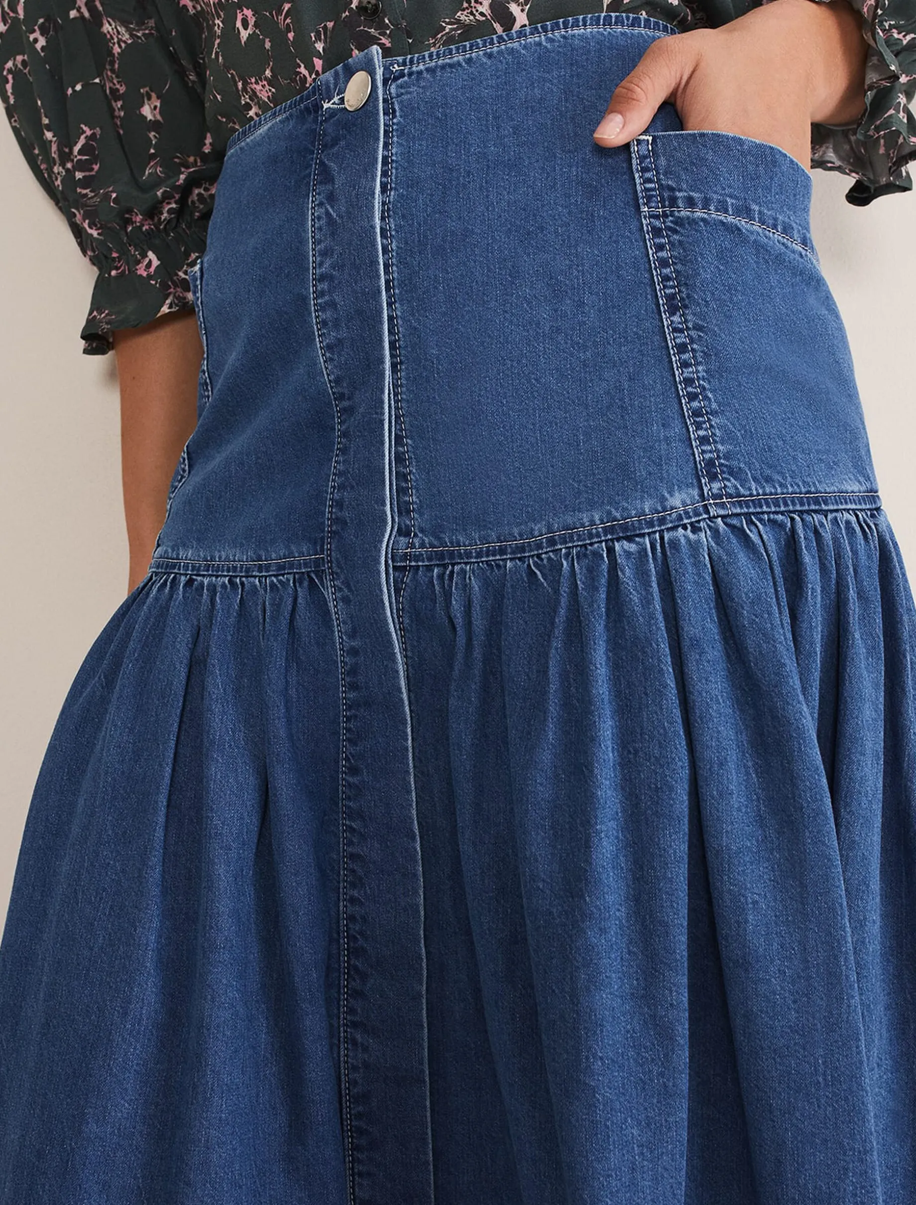 Elodie Tiered Denim Skirt