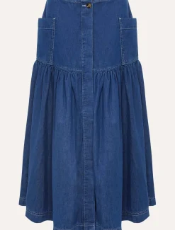Elodie Tiered Denim Skirt