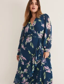 Elsa Printed Woven Frill Maxi Dress