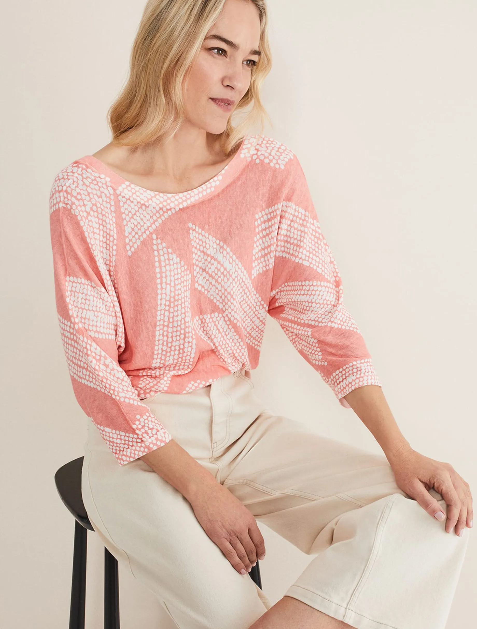 Emma Diagonal Dot Print Knit