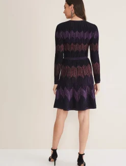Enola Chevron Lurex Knitted Dress