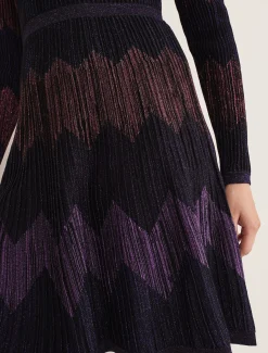 Enola Chevron Lurex Knitted Dress