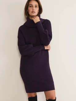 Erma Rippled Cowl Neck Knit Dress