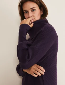 Erma Rippled Cowl Neck Knit Dress