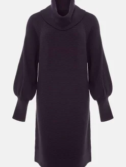 Erma Rippled Cowl Neck Knit Dress