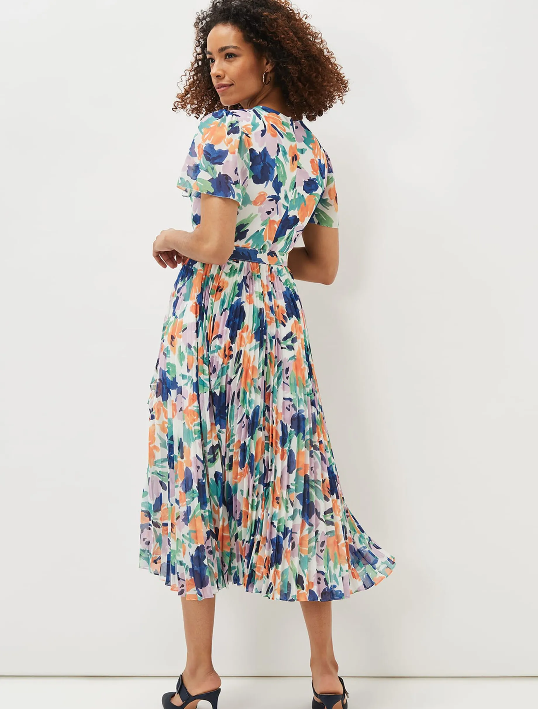 Essie Floral Pleated Midi Dress
