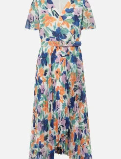 Essie Floral Pleated Midi Dress