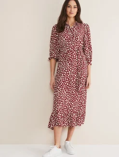 Este Polka Dot Shirt Midi Dress