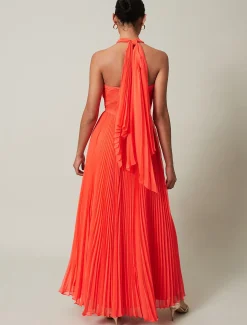 Evangeline Pleated Halterneck Maxi Dress