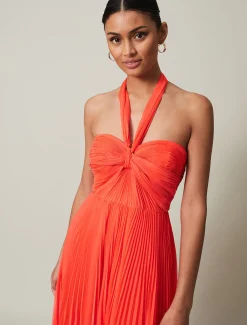 Evangeline Pleated Halterneck Maxi Dress