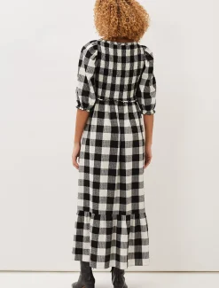 Evlin Gingham Square Neck Dress
