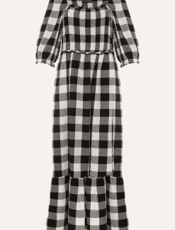 Evlin Gingham Square Neck Dress