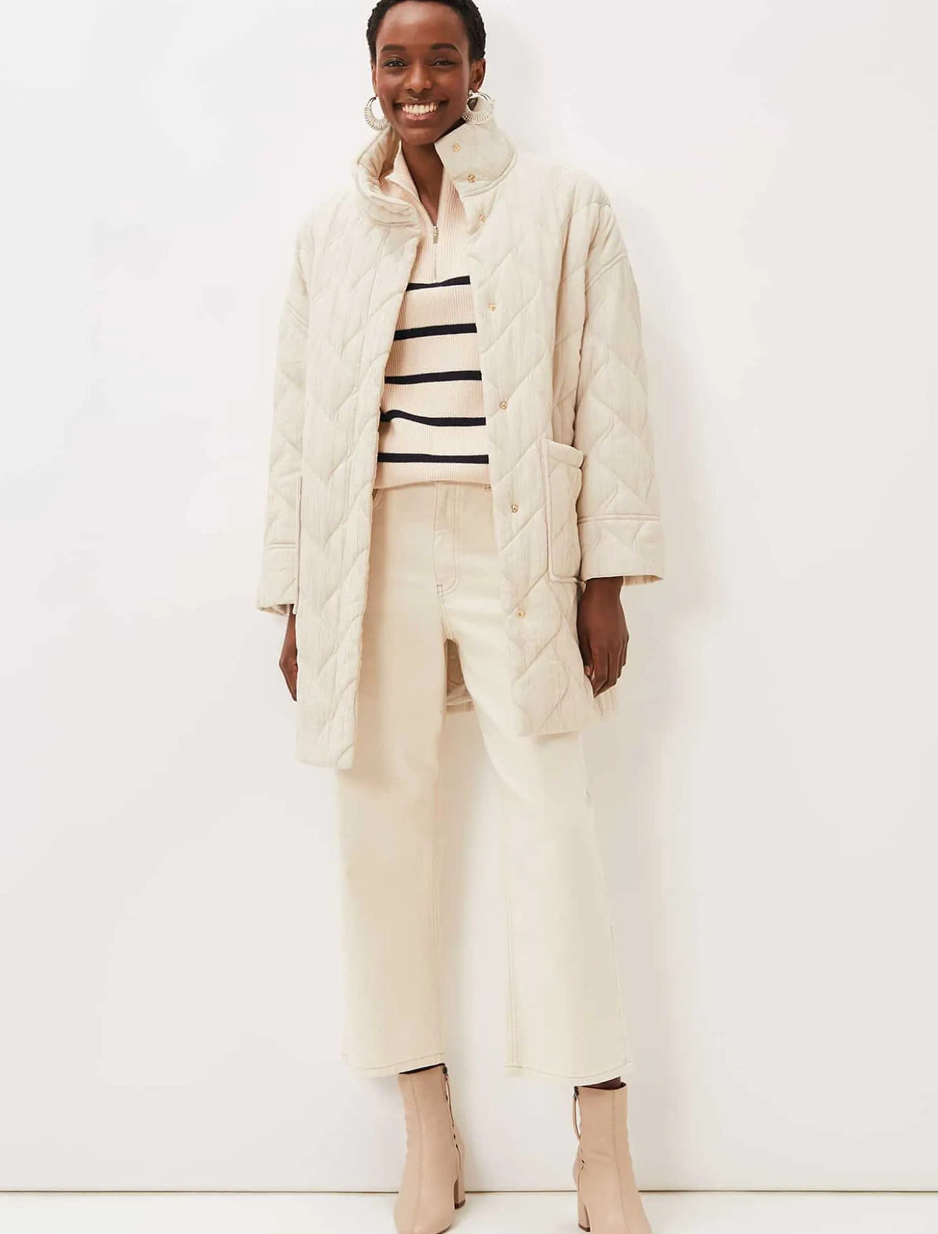 Fae Textured Quilted Longline Coat