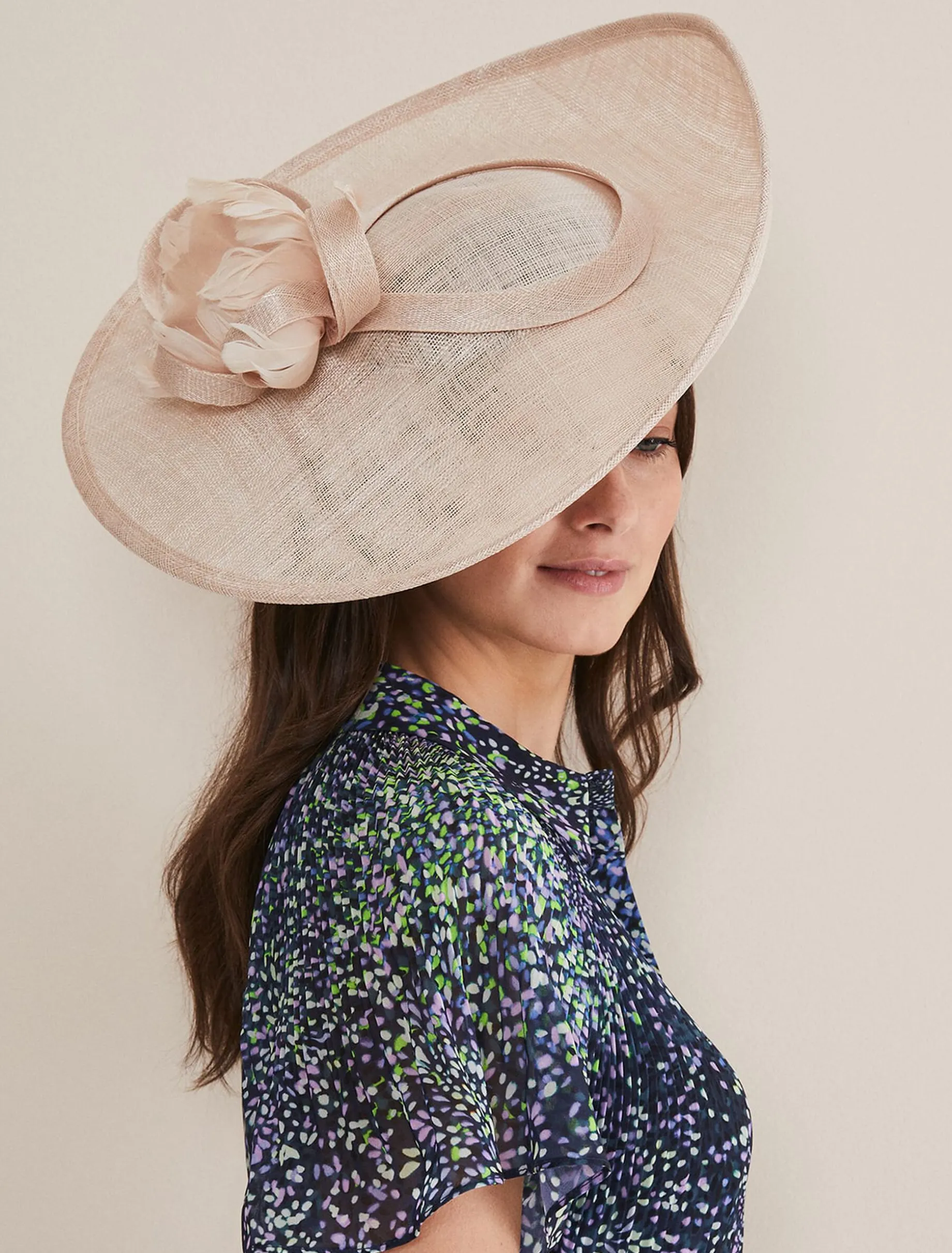Feather Flower Large Disc Fascinator