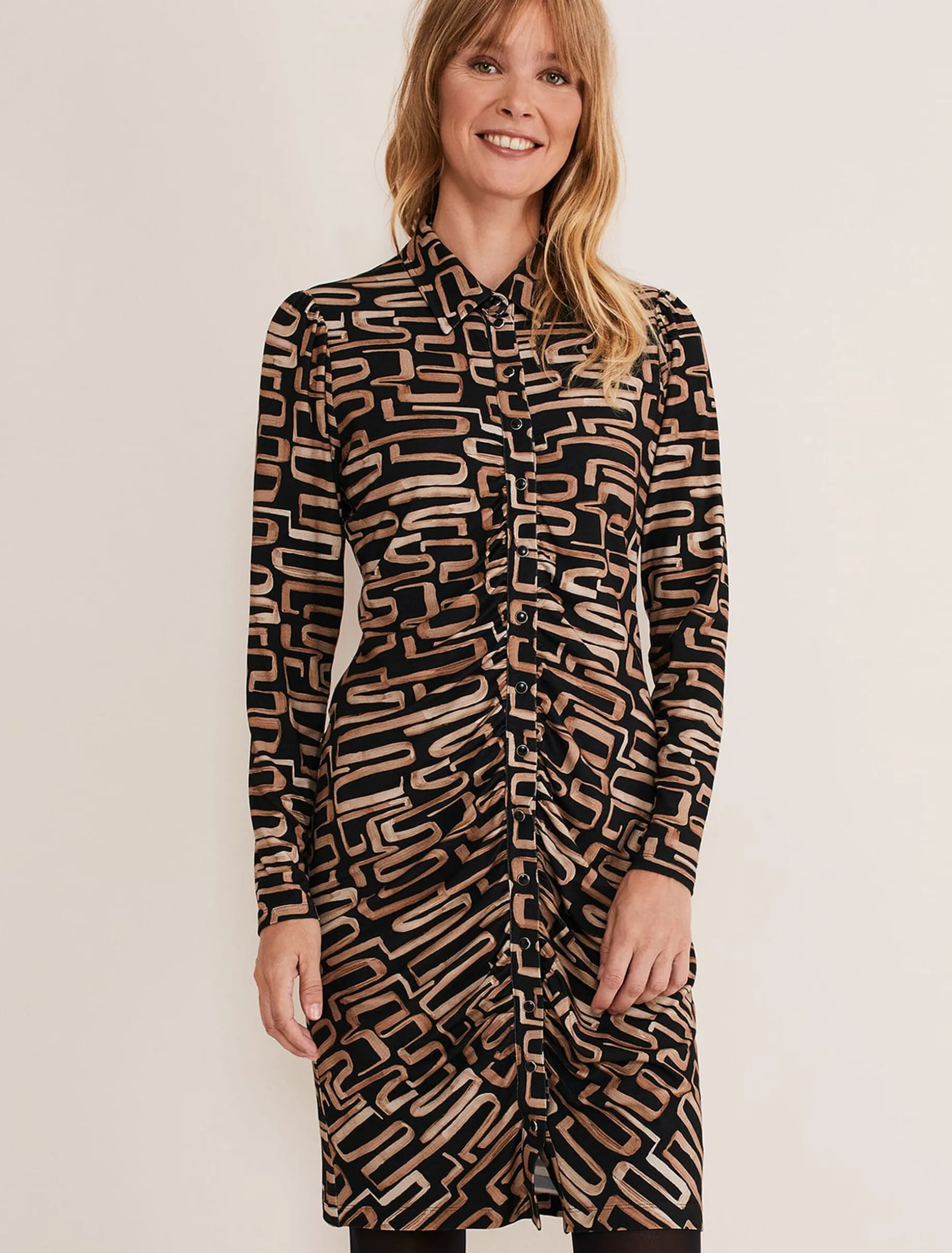 Flora Broken Lines Ruched Dress