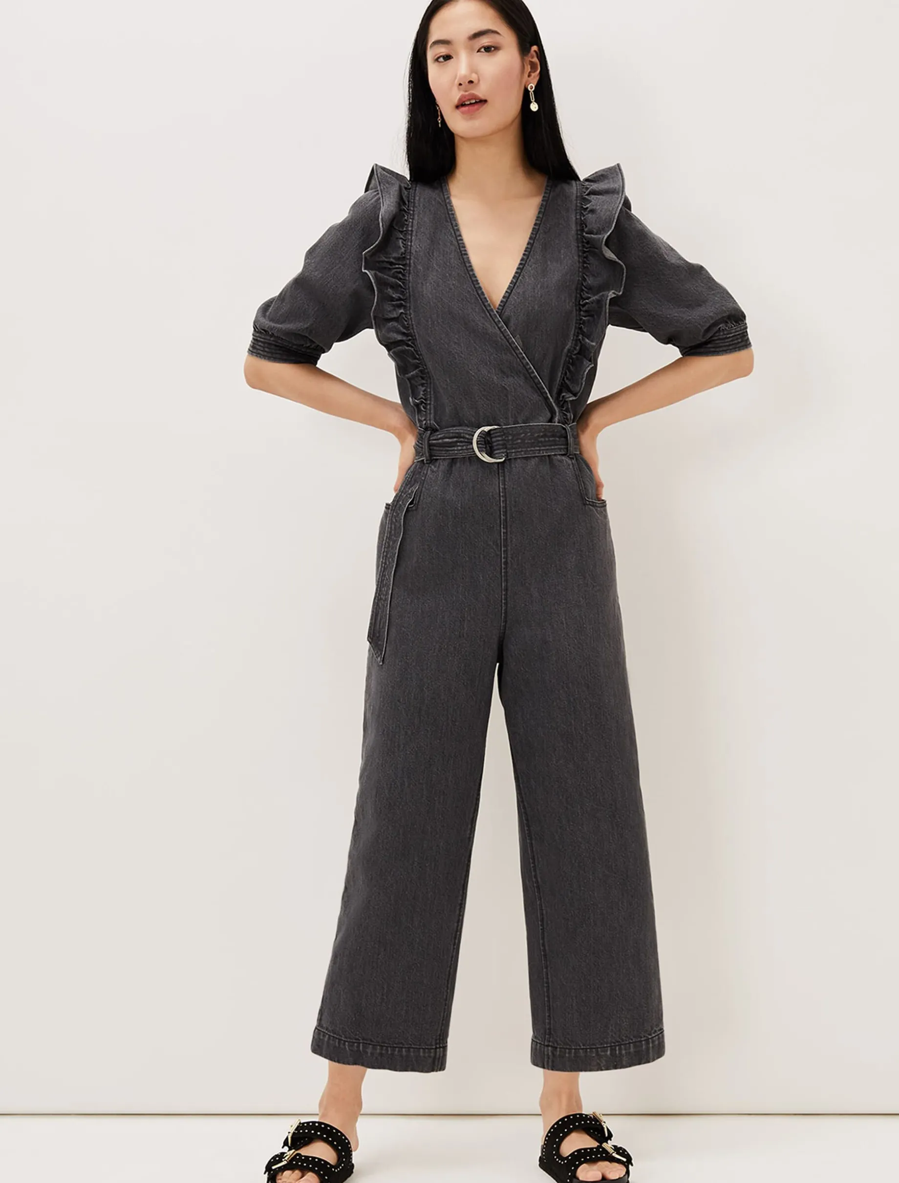 Flora Denim Frill Jumpsuit