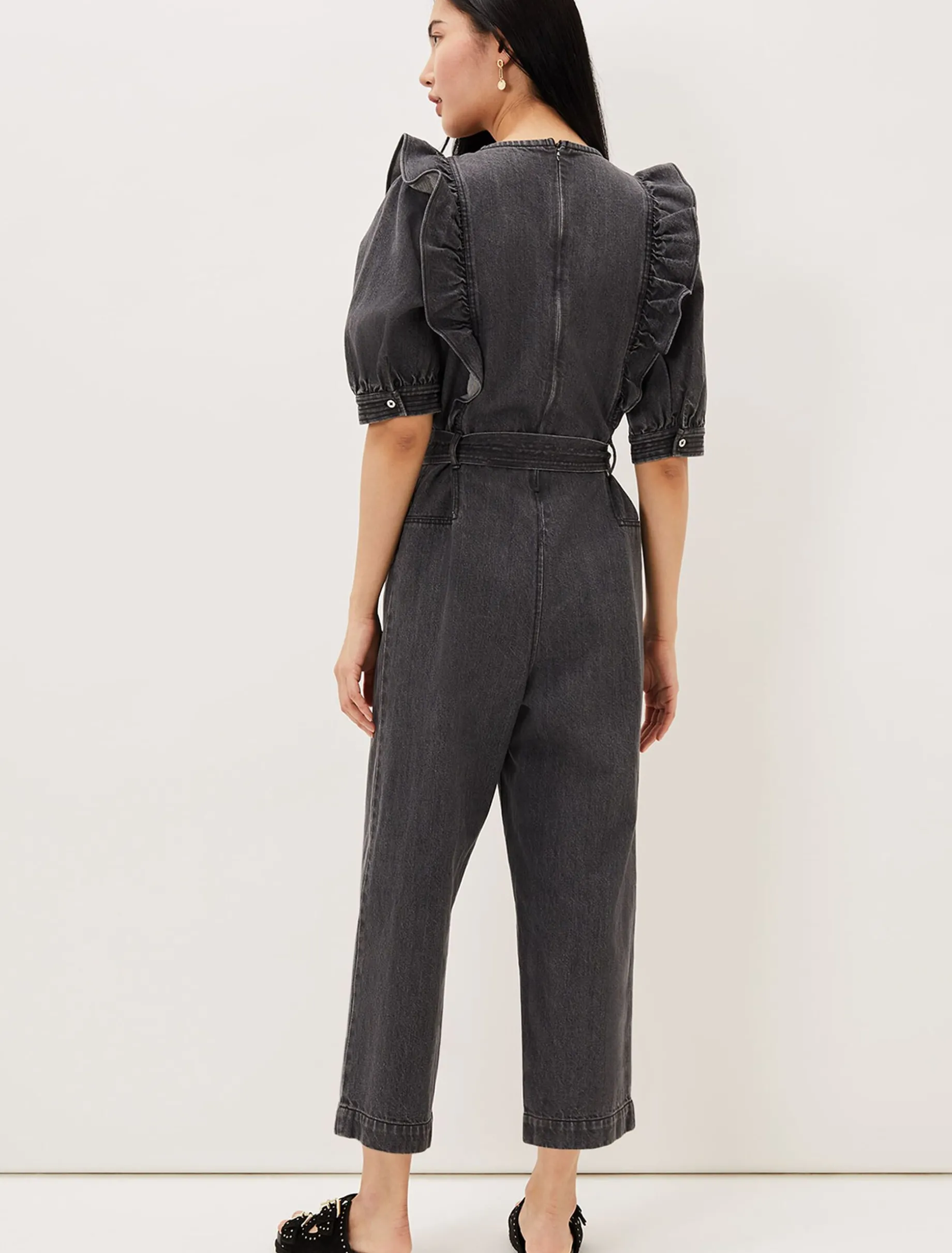 Flora Denim Frill Jumpsuit