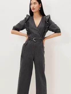 Flora Denim Frill Jumpsuit