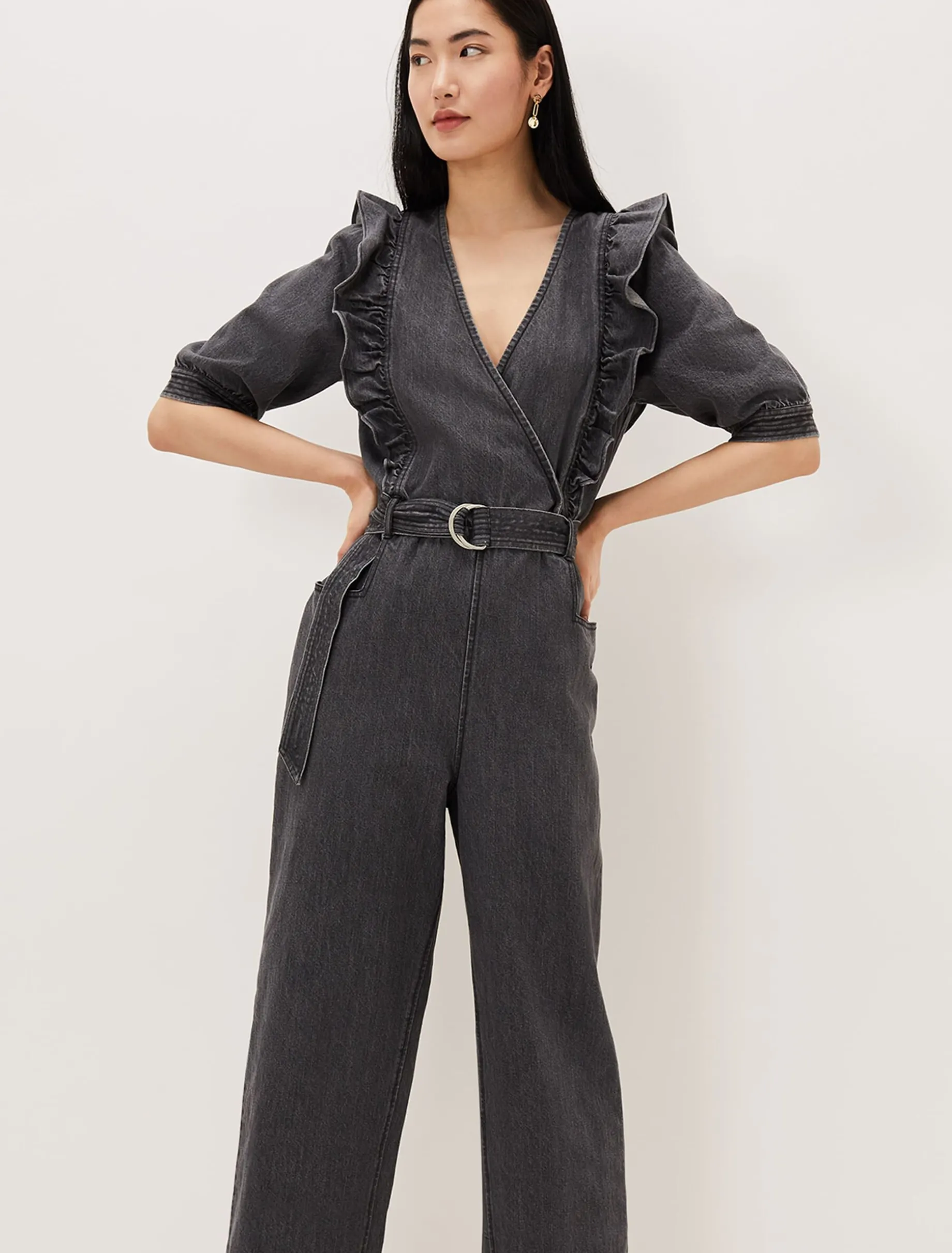 Flora Denim Frill Jumpsuit