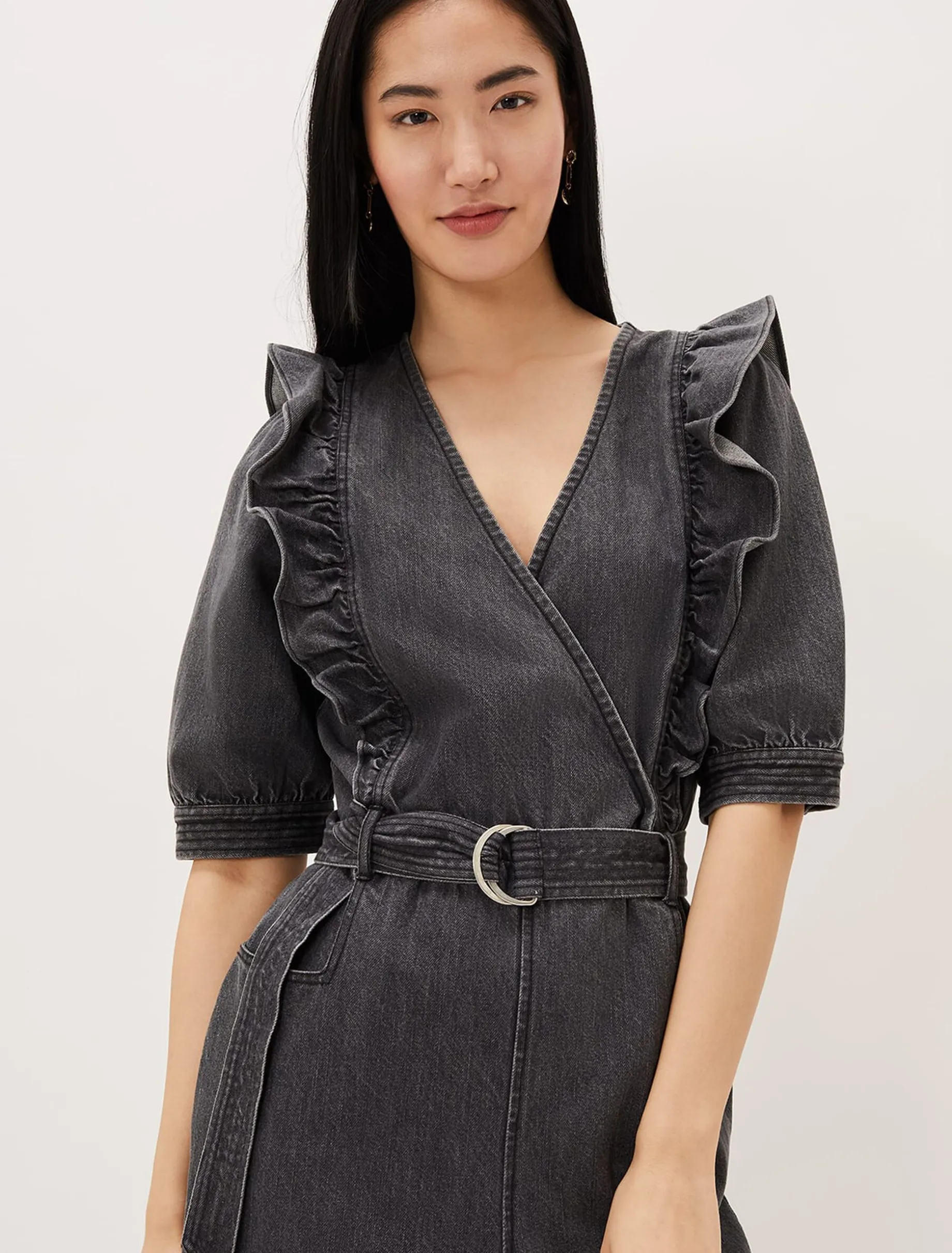 Flora Denim Frill Jumpsuit