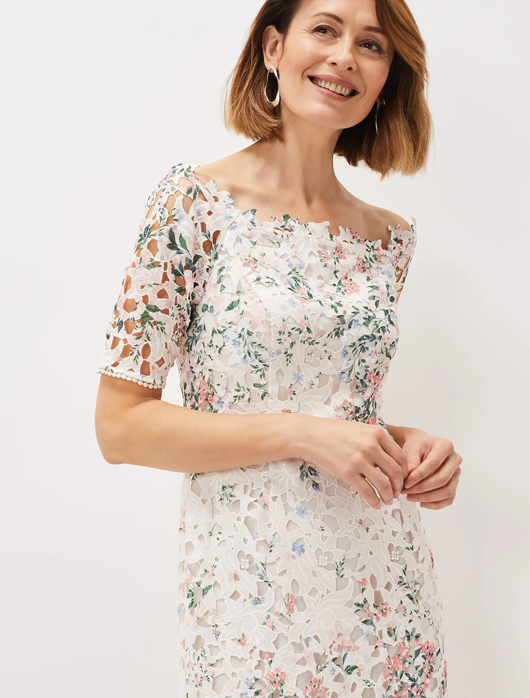 Franky Lace Bardot Midi Dress