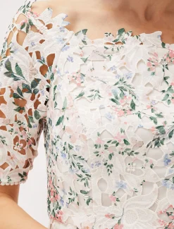 Franky Lace Bardot Midi Dress